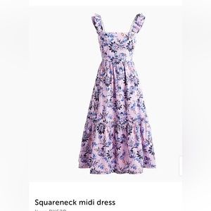 J Crew Factory midi-dress in gorgeous smoky lilac and cornflower blue floral.
